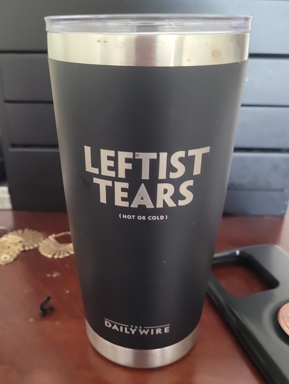 Daily Wire "Leftist Tears" Black Stainless Tumbler